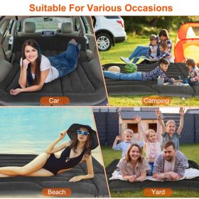 Air Mattress,SUV Air Mattress Thickened Camping Bed Cushion with Pillow Air Pump Storage Bag PVC Flocked Car Bed for Home Car Travel Camping (bla