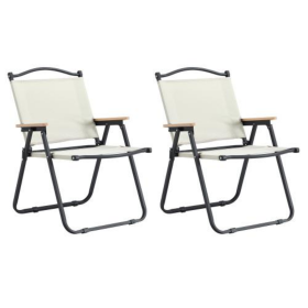 Folding Outdoor Chair For Indoor And Outdoor Use, Suitable For Camping, Picnic, Beach, Backyard, Barbecue, Party, Terrace, Beige (Option: 2Pcs)
