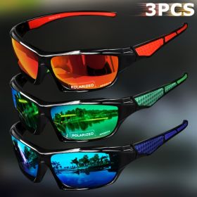 1/3PCS Sports Polarized Sunglasses for Men Lightweight Night Vision Male Shades Cycling Driving Fishing Fashion Mirror Sunglass (Lenses Color: 3PCS-3)