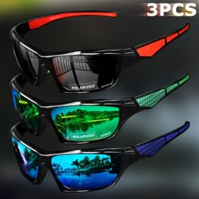 1/3PCS Sports Polarized Sunglasses for Men Lightweight Night Vision Male Shades Cycling Driving Fishing Fashion Mirror Sunglass (Lenses Color: 3PCS-4)