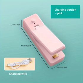1pc Mini Household Portable Sealing Machine, Hand Pressure, Heat Sealing Machine, Food, Snacks, Plastic Bag Sealing Machine (Battery Not Included (Style: Rechargeable - Pink, Color: Random Color)