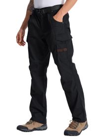 Mens Ripstop Cargo Work Pants with 13 Pockets Tactical Water Resistant Breathable Hiking Construction Pants (Color: 34X32)