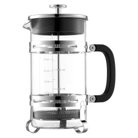 VEVOR French Press Coffee Maker, 34 Ounce 1 Liter Borosilicate Glass Coffee Press Tea Maker with Stainless Steel Filter (Color: Silver)